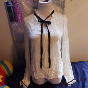 H&M White Blouse with Black Ties